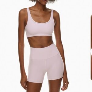 TNA aritzia sugarplum lilac/ baby pink mini bra top and butter shorts